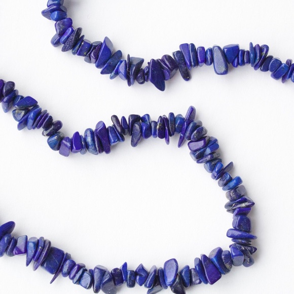 Vintage Lapis Lazuli Nugget Bead Necklace 36” Long Strand - Picture 3 of 5